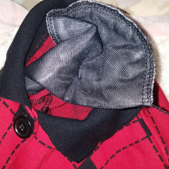 Karen Lessly Red Black Plaid Pea Coat - Picture 6 of 6